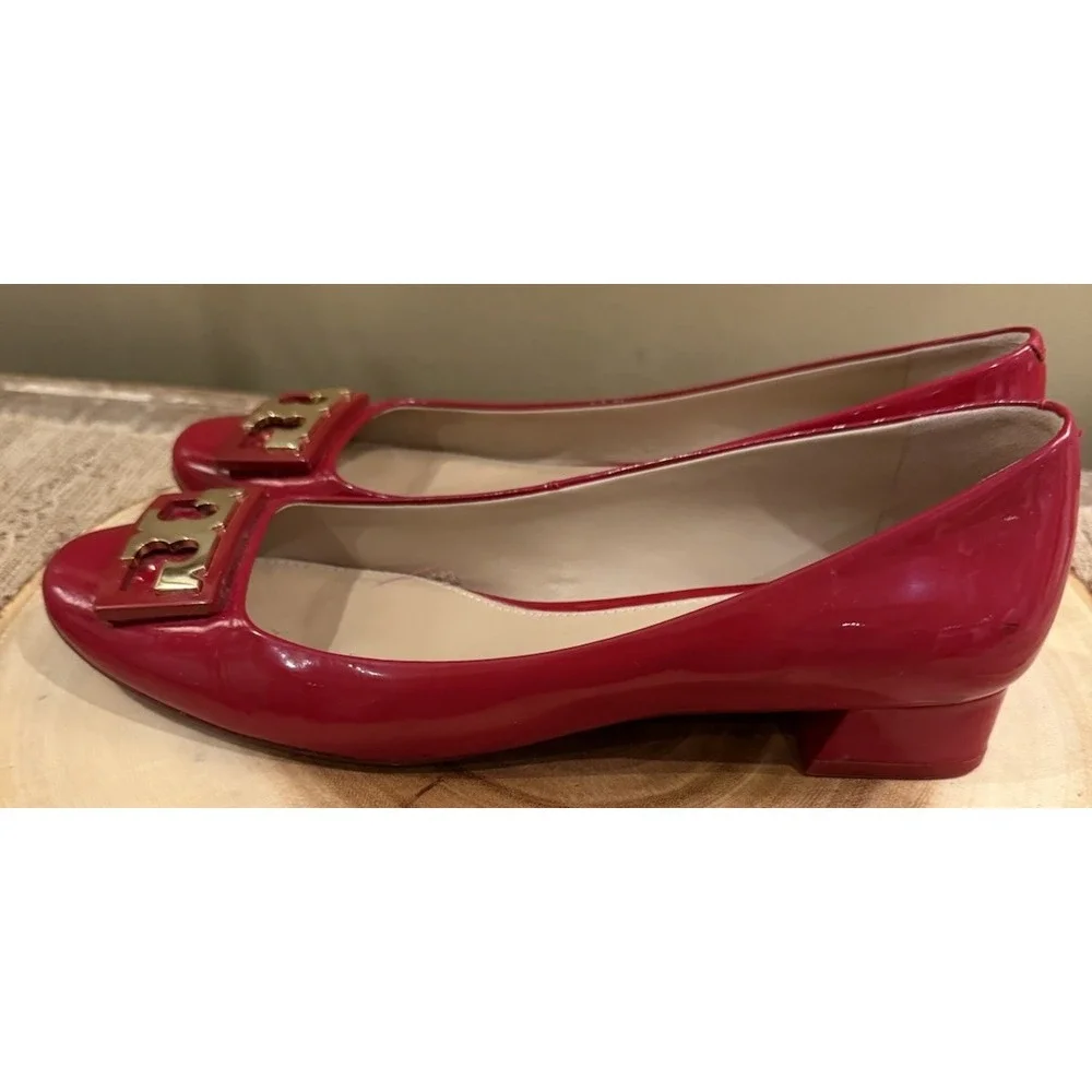 Tory Burch Gigi Women's Red Patent Leather Block Heel Pumps Size 8.5! $285‎